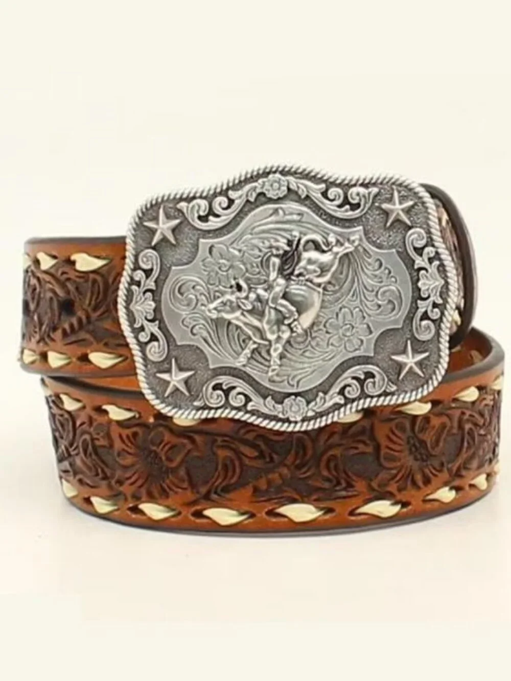 Nocona  Boy's Leather Floral Embossed Belt with Buckle  #N4436208  Size 22  NWT